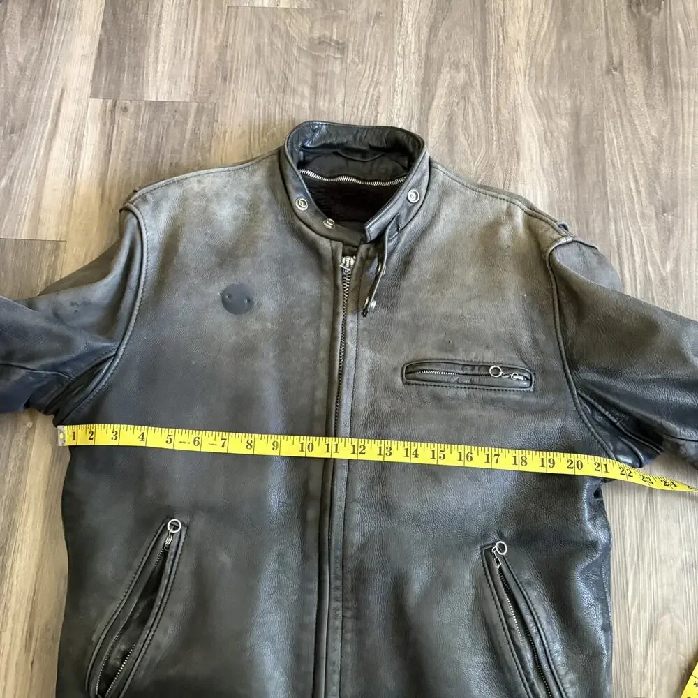 Vintage Schott 141 Cowhide Leather Cafe Racer Motorcycle Jacket Size 42 USA FADE